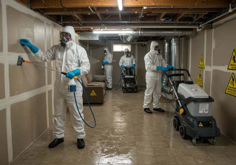 Basement Moisture Removal and Structural Drying process in Royal Pines, NC
